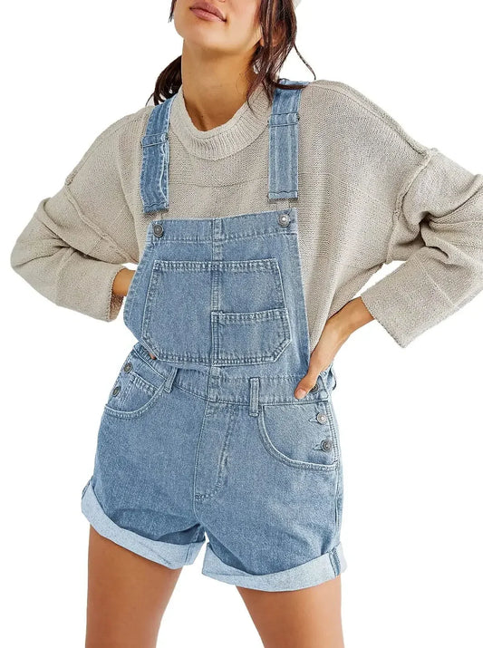 Salopette Short en Jean Femme Dos Nu