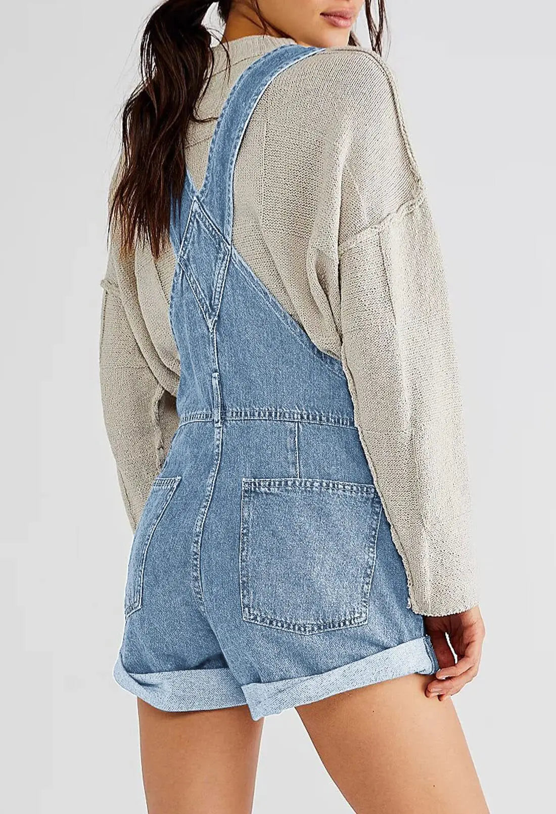 Salopette Short en Jean Femme Dos Nu