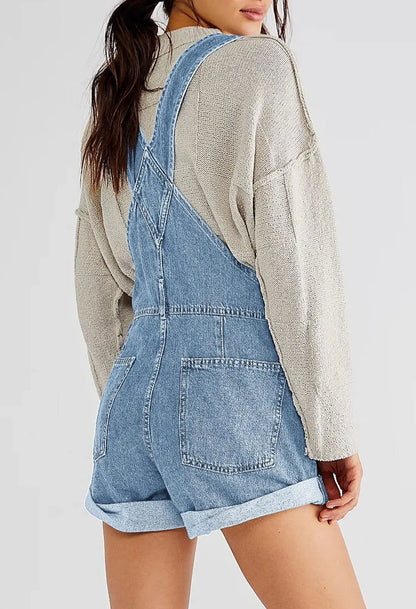 Salopette Short en Jean Femme Dos Nu