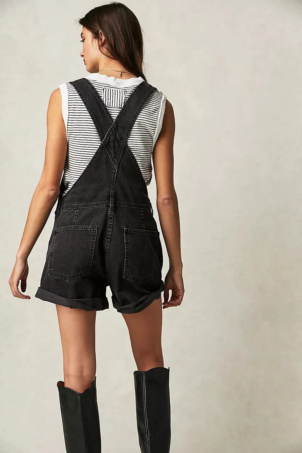 Salopette Short en Jean Femme Dos Nu