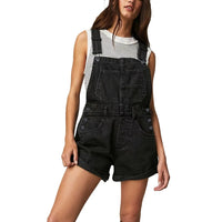 Salopette Short en Jean Femme Jambe Large Ourlée