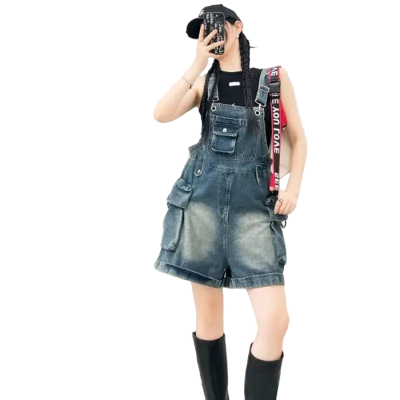 Salopette Short en Jean Femme Style Américain