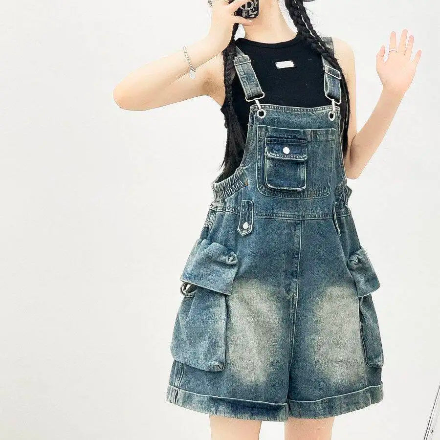 Salopette Short en Jean Femme Style Américain