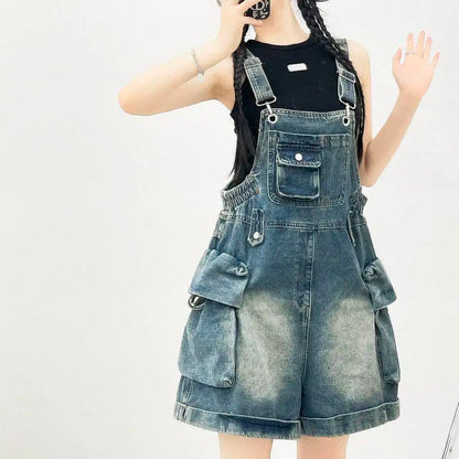 Salopette Short en Jean Femme Style Américain