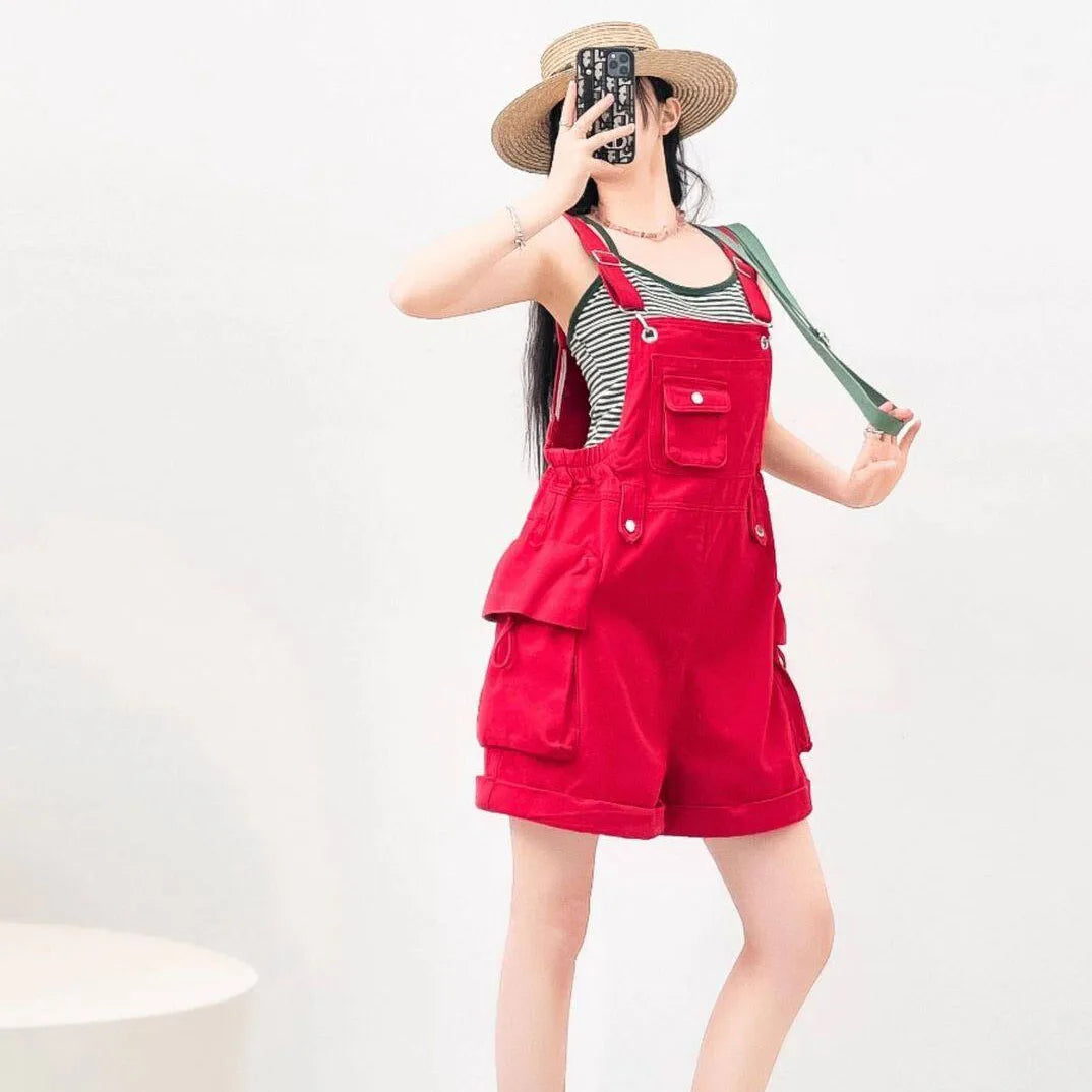 Salopette Short en Jean Femme Style Américain