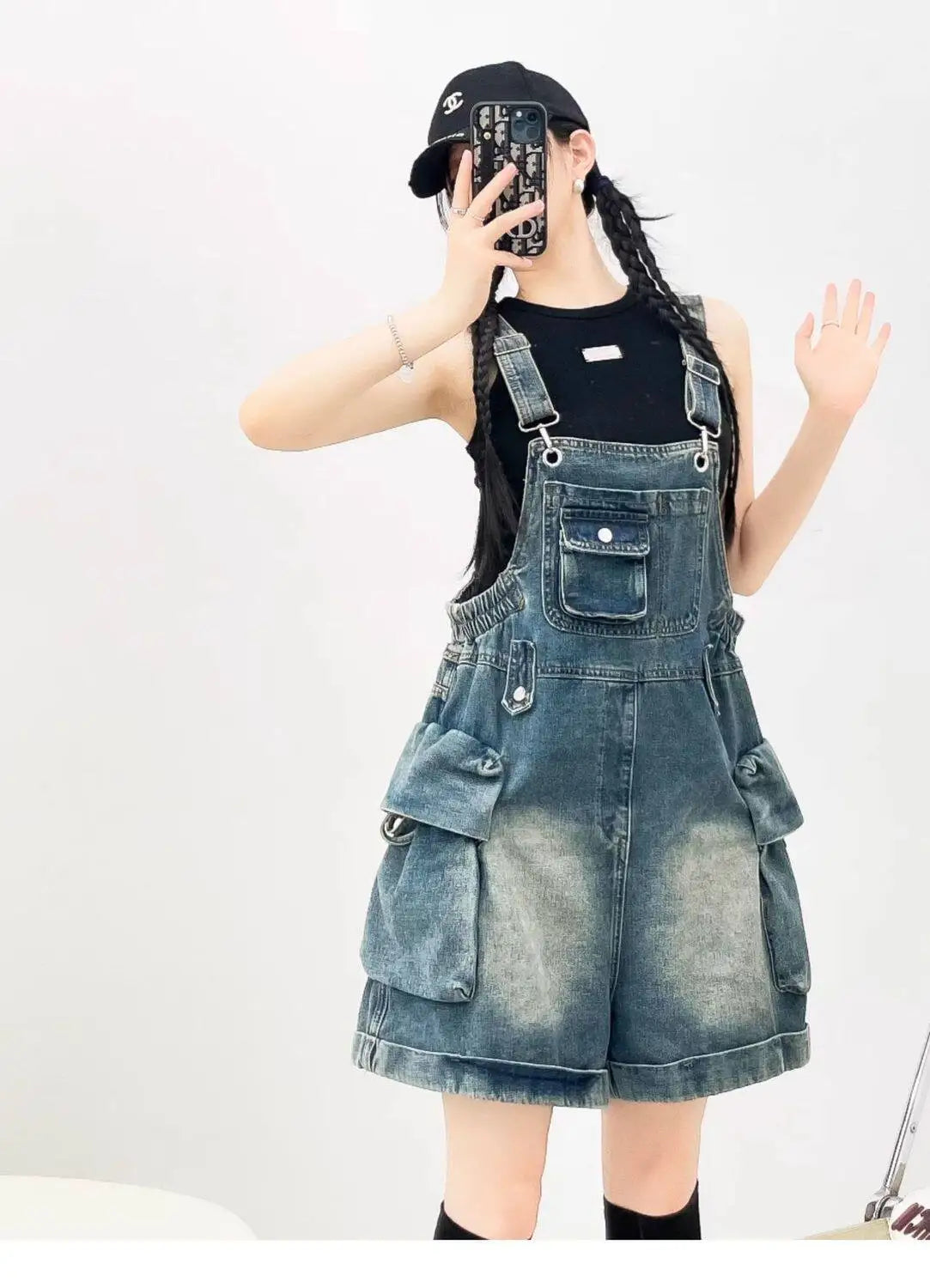 Salopette Short en Jean Femme Style Américain