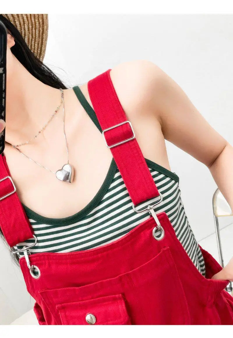 Salopette Short en Jean Femme Style Américain