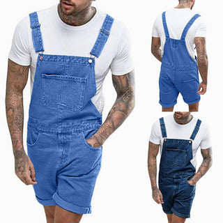 Salopette Short en Jean pour Homme - Style Décontracté Bleu Denim - Salopette Mania