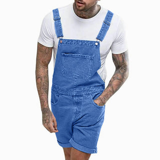 Salopette Short en Jean pour Homme - Style Décontracté Bleu Denim - Salopette Mania