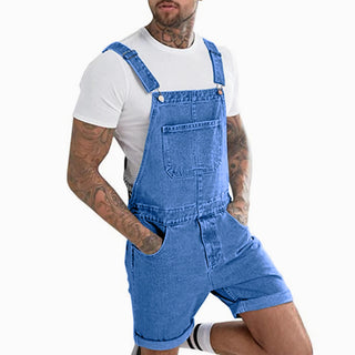 Salopette Short en Jean pour Homme - Style Décontracté Bleu Denim - Salopette Mania