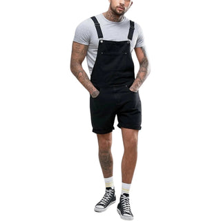 Salopette Short Noir en Jean pour Homme – Style et Confort Décontracté - Salopette Mania