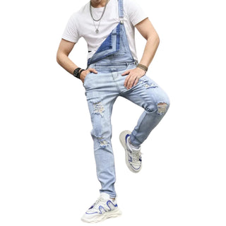 Salopette Slim en Jean Délavé pour Homme - Look Streetwear et Moderne - Salopette Mania