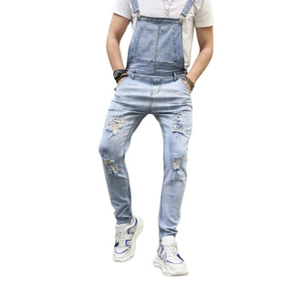 Salopette Slim en Jean Délavé pour Homme - Look Streetwear et Moderne - Salopette Mania