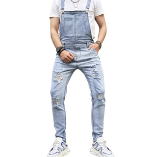 Salopette Slim en Jean Délavé pour Homme - Look Streetwear et Moderne - Salopette Mania