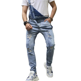 Salopette Slim en Jean Délavé pour Homme - Look Streetwear et Moderne - Salopette Mania