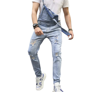 Salopette Slim en Jean Délavé pour Homme - Look Streetwear et Moderne - Salopette Mania