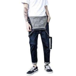 Salopette Slim en Jean Foncé pour Homme – Élégance et Style Urbain - Salopette Mania