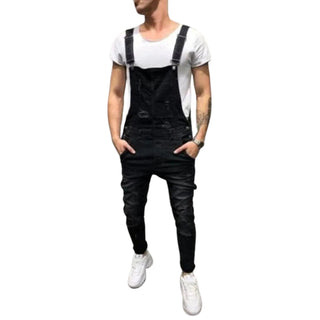 Salopette Slim Noire en Jean pour Homme - Style Urbain et Moderne - Salopette Mania