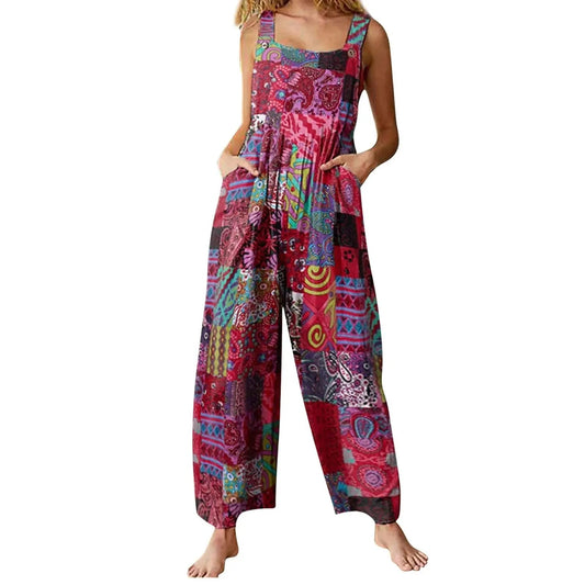 Salopette Vintage Style Patchwork Coloré pour Femme - Look Bohème Chic - Salopette Mania