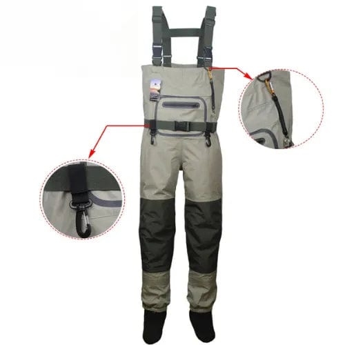 Waders de Pêche - Salopette Imperméable avec Poches Zippées et Ceinture Ajustable - Salopette Mania